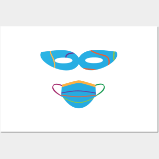 Colorful costume eyes mask and surgical face mask Posters and Art